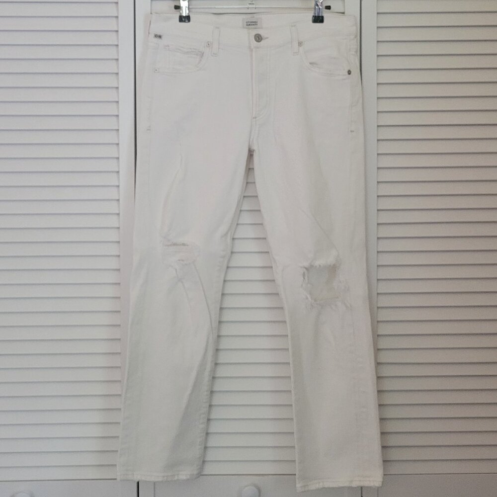 COH Emerson Slim Boyfriend Knee Tear Jean in Fracture Destroy White